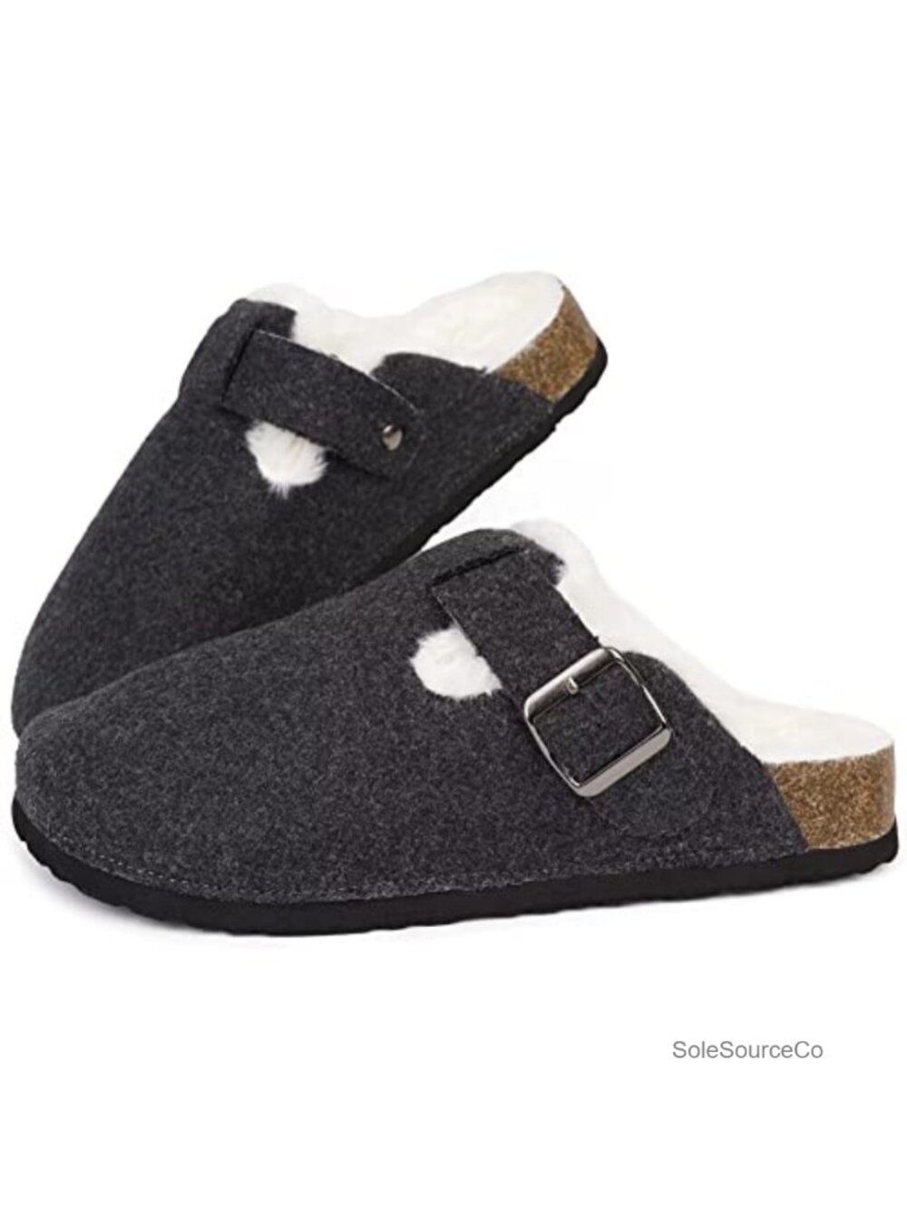 Women's Orthotic Cork Clogs Slippers w/ Arch Support & Fur Lining for Plantar